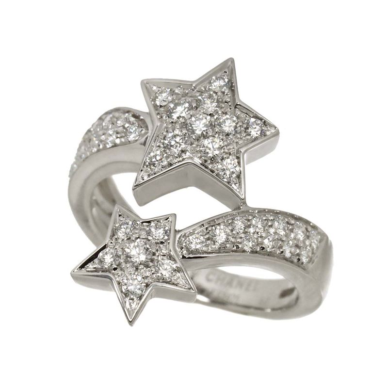 Chanel Comet #52 Ring Diamond 18K WG White Togo Old 750 Ring Comet Ring 90297602