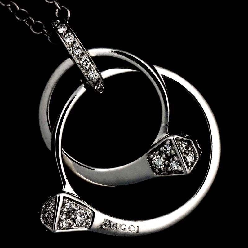 Gucci Diamond Necklace 45cm (1772in) 18K WG White Togo Old 750 Necklace 90298481