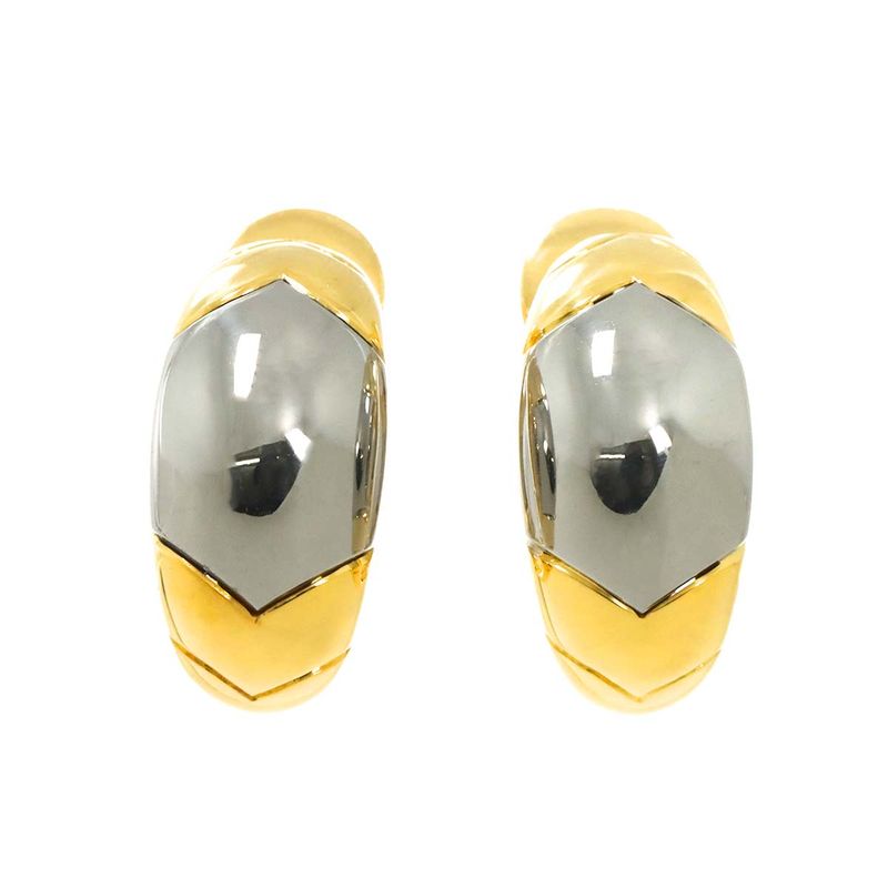 Bulgari Bvlgari Cheltaura Earring 18K YG Yellow Gold 750 SS Earrings Clip On