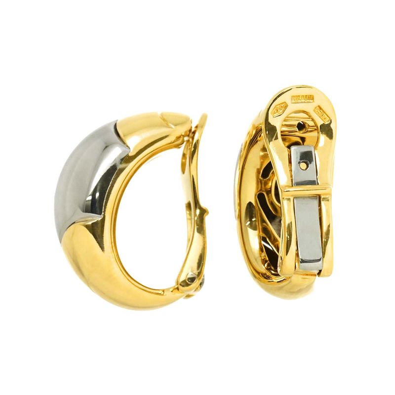 Bulgari Bvlgari Cheltaura Earring 18K YG Yellow Gold 750 SS Earrings Clip On