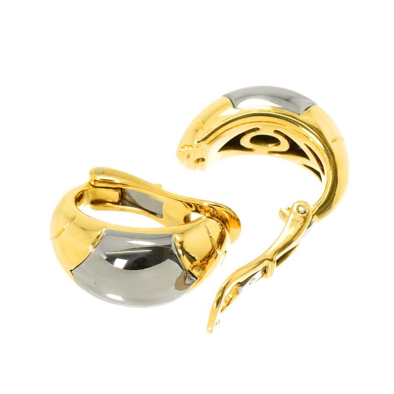 Bulgari Bvlgari Cheltaura Earring 18K YG Yellow Gold 750 SS Earrings Clip On
