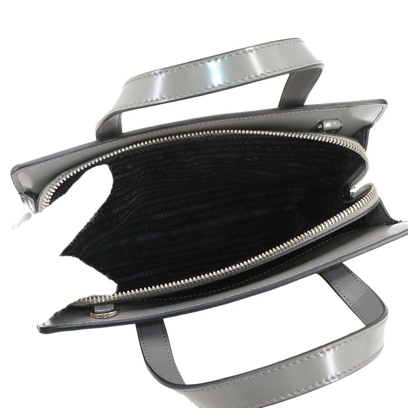 Exhibited Prada Re-edition 1995 2way Hand Shoulder Bag Leather Gray 1ba357