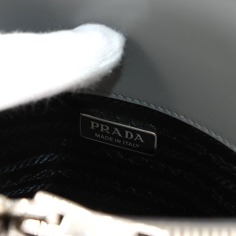 Exhibited Prada Re-edition 1995 2way Hand Shoulder Bag Leather Gray 1ba357