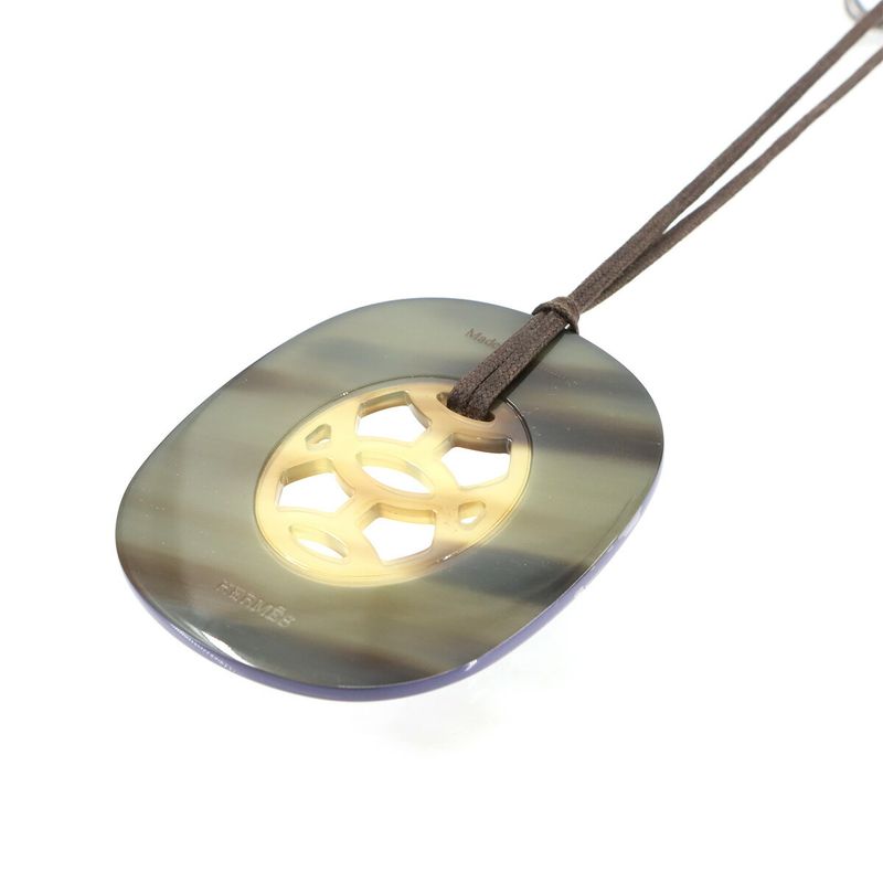 Hermes Lift GM Pendant Necklace Buffalo Horn Brown Lift GM 90299675