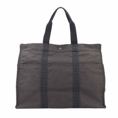 Exhibited Hermes Herline Tote TGM Bag Canvas Gray Silver Hardware Herline Tote