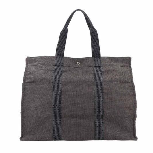 Exhibited Hermes Herline Tote TGM Bag Canvas Gray Silver Hardware Herline Tote