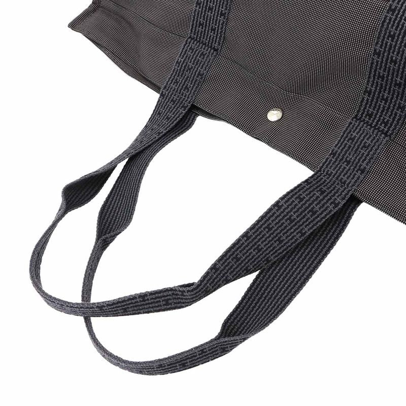 Exhibited Hermes Herline Tote TGM Bag Canvas Gray Silver Hardware Herline Tote
