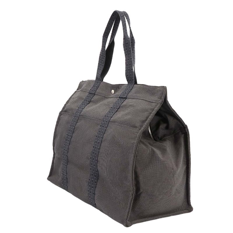 Exhibited Hermes Herline Tote TGM Bag Canvas Gray Silver Hardware Herline Tote