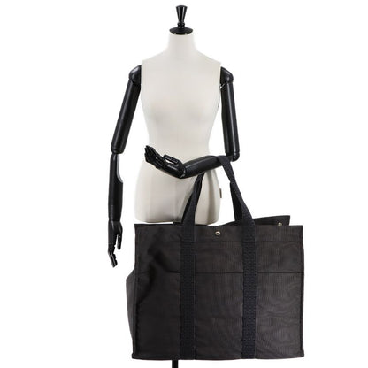 Exhibited Hermes Herline Tote TGM Bag Canvas Gray Silver Hardware Herline Tote