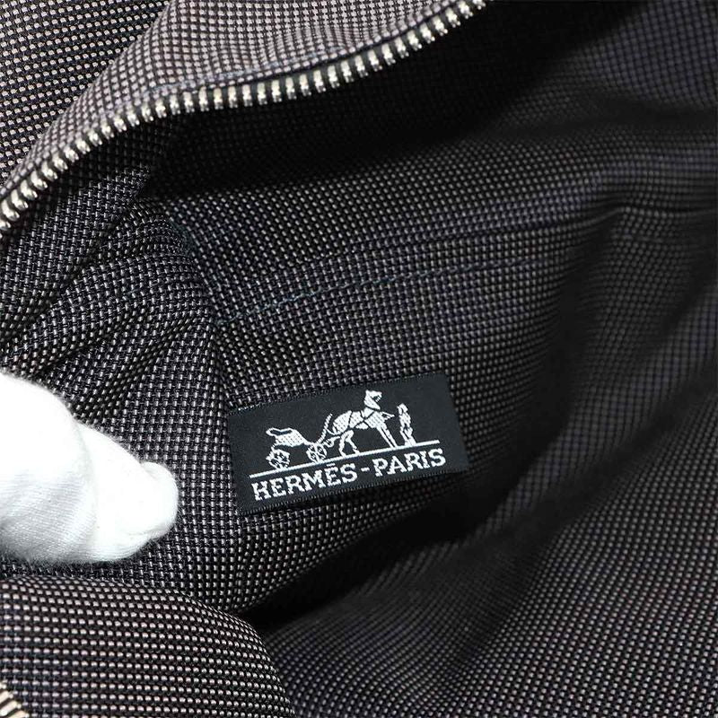 Exhibited Hermes Herline Tote TGM Bag Canvas Gray Silver Hardware Herline Tote