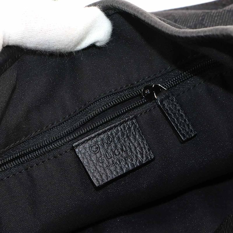 Gucci GG Denim Tote Bag Leather Black 293578 Silver Hardware Tote Bag 90299678