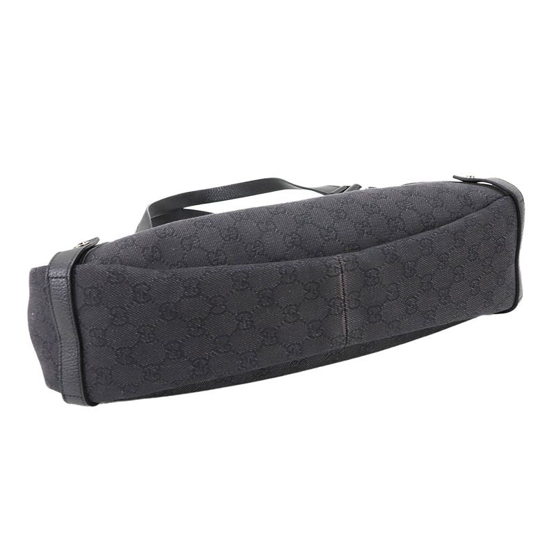 Gucci GG Denim Tote Bag Leather Black 293578 Silver Hardware Tote Bag 90299678