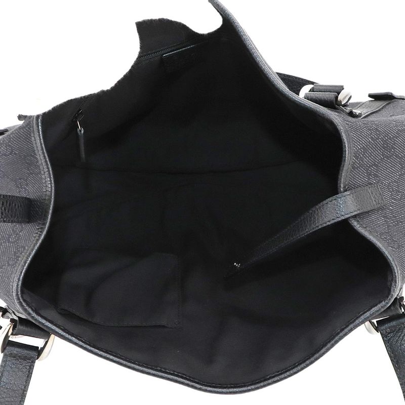 Gucci GG Denim Tote Bag Leather Black 293578 Silver Hardware Tote Bag 90299678