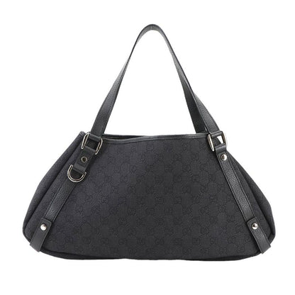 Gucci GG Denim Tote Bag Leather Black 293578 Silver Hardware Tote Bag 90299678