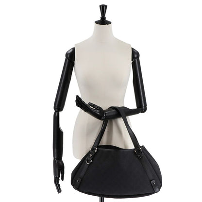 Gucci GG Denim Tote Bag Leather Black 293578 Silver Hardware Tote Bag 90299678