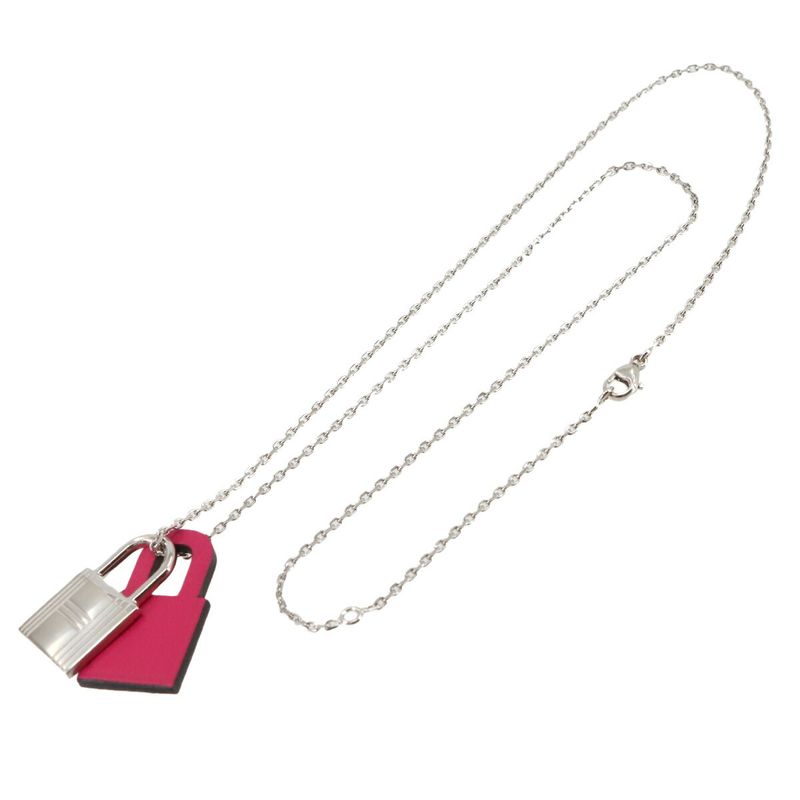 Exhibit Hermes Eau Kelly PM Necklace Swift Silver Rose Mexico Cadenas Motif