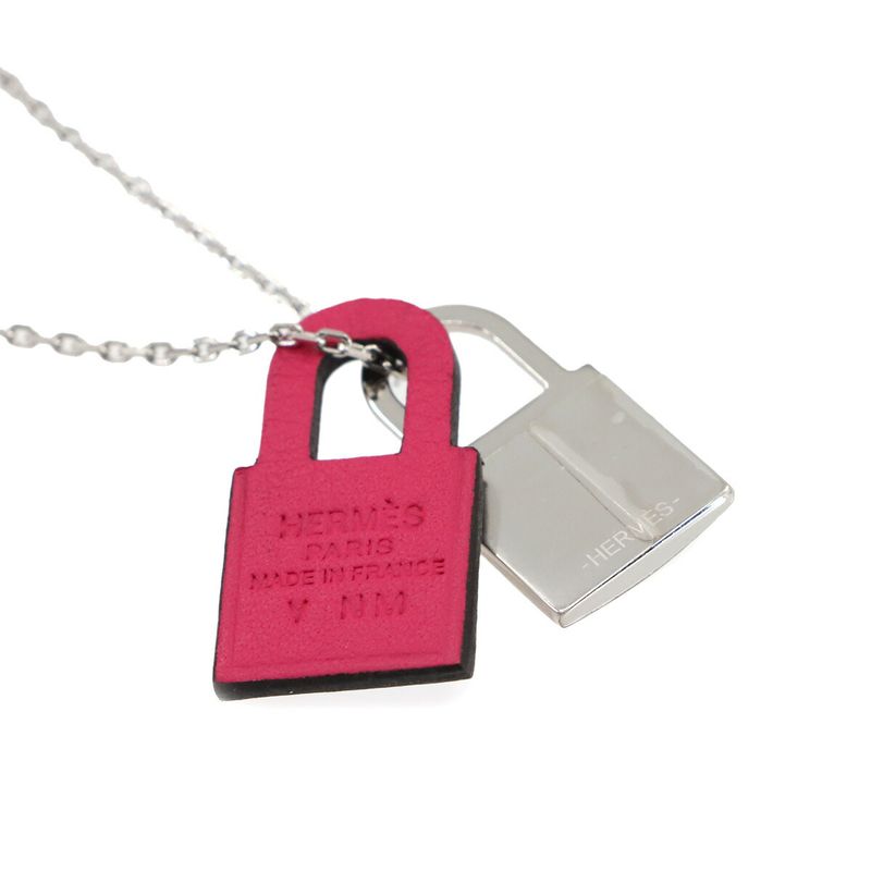 Exhibit Hermes Eau Kelly PM Necklace Swift Silver Rose Mexico Cadenas Motif