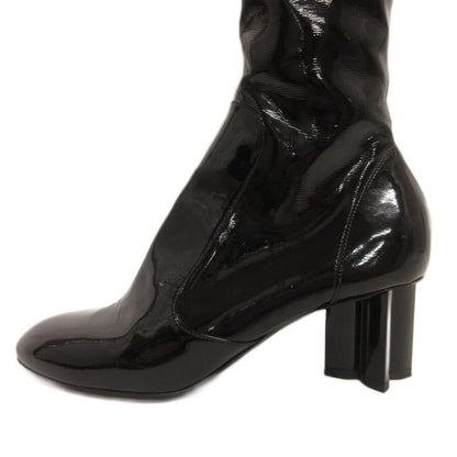 Louis Vuitton Long Boots Side Zip Knee High Br0137 Enamel Black 37