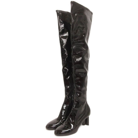 Louis Vuitton Long Boots Side Zip Knee High Br0137 Enamel Black 37