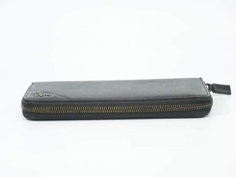 Authentic Prada Saffiano Leather Zip Around Long Wallet Long Wallet Black