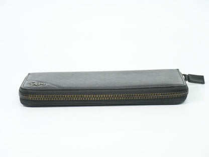 Authentic Prada Saffiano Leather Zip Around Long Wallet Long Wallet Black