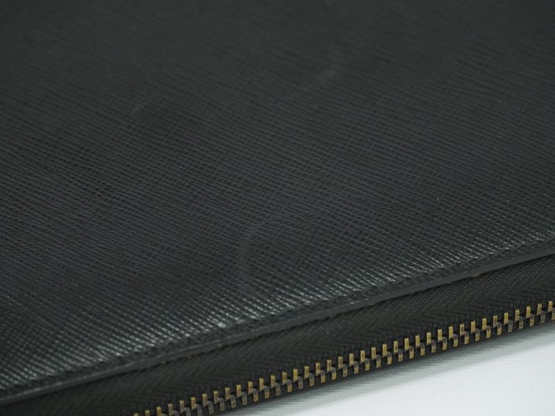 Authentic Prada Saffiano Leather Zip Around Long Wallet Long Wallet Black