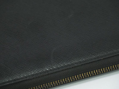 Authentic Prada Saffiano Leather Zip Around Long Wallet Long Wallet Black