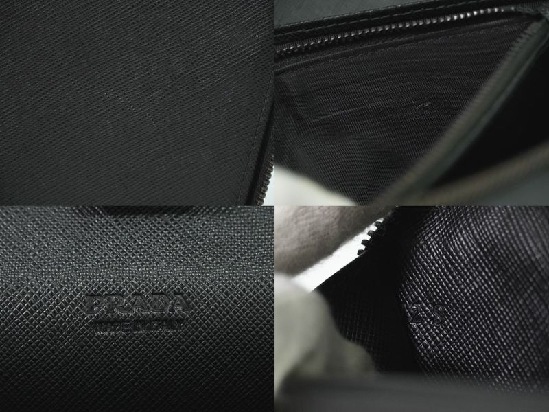 Authentic Prada Saffiano Leather Zip Around Long Wallet Long Wallet Black