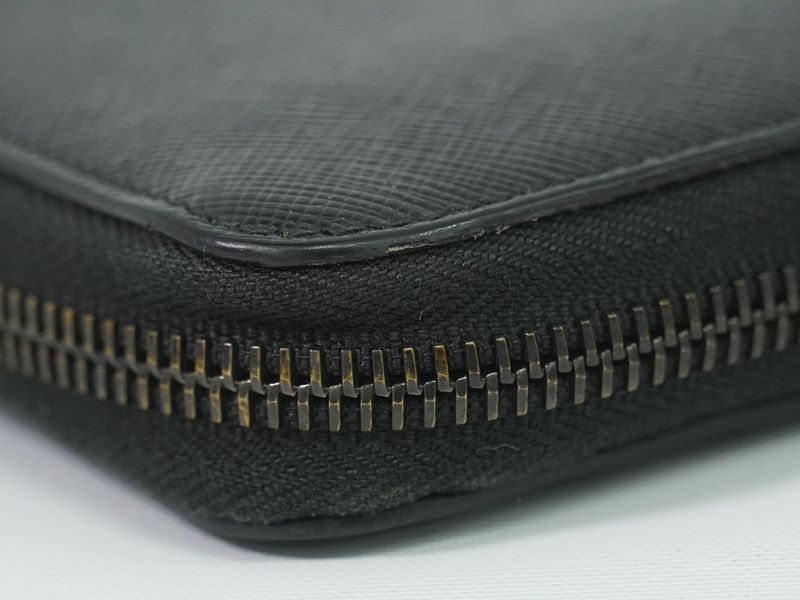 Authentic Prada Saffiano Leather Zip Around Long Wallet Long Wallet Black