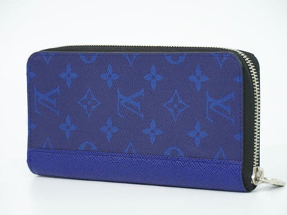 Authentic Louis Vuitton LV Zippy Wallet Vertical Taiga Llama Long Wallet Cobalt