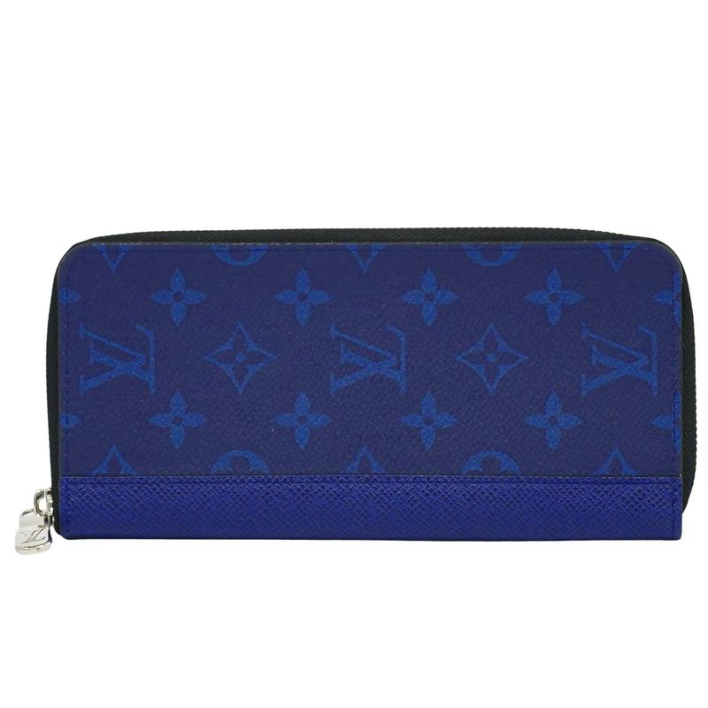 Authentic Louis Vuitton LV Zippy Wallet Vertical Taiga Llama Long Wallet Cobalt