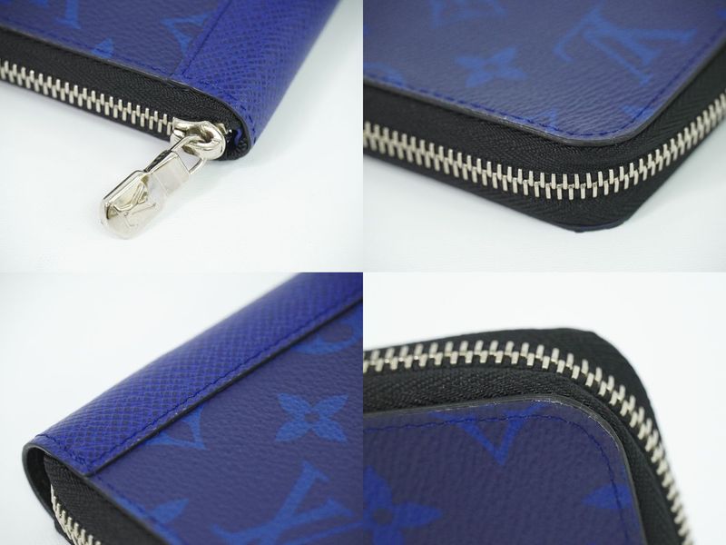 Authentic Louis Vuitton LV Zippy Wallet Vertical Taiga Llama Long Wallet Cobalt