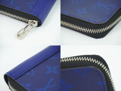 Authentic Louis Vuitton LV Zippy Wallet Vertical Taiga Llama Long Wallet Cobalt