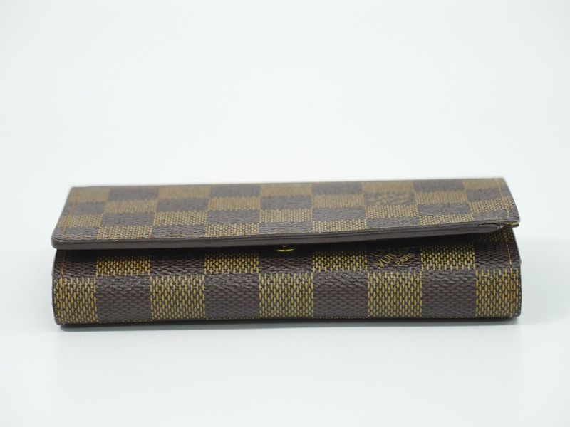 Authentic Louis Vuitton LV Portefeuille Trésor Damier Ebène Fold Wallet Brown