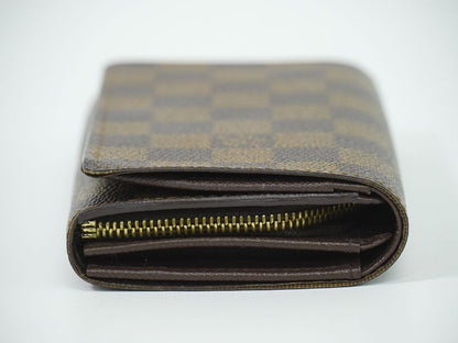 Authentic Louis Vuitton LV Portefeuille Trésor Damier Ebène Fold Wallet Brown