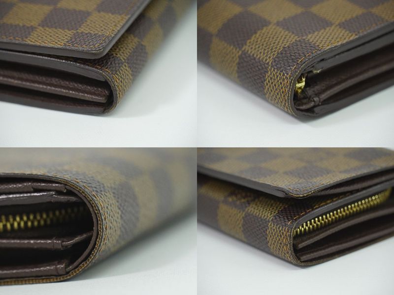 Authentic Louis Vuitton LV Portefeuille Trésor Damier Ebène Fold Wallet Brown