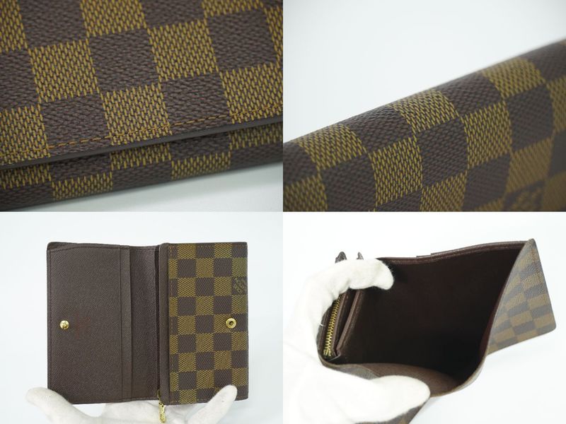 Authentic Louis Vuitton LV Portefeuille Trésor Damier Ebène Fold Wallet Brown
