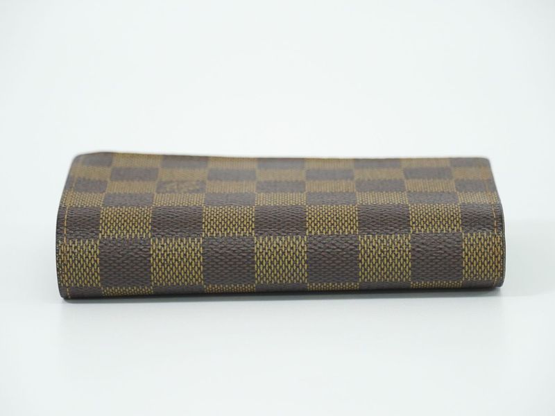 Authentic Louis Vuitton LV Portefeuille Trésor Damier Ebène Fold Wallet Brown