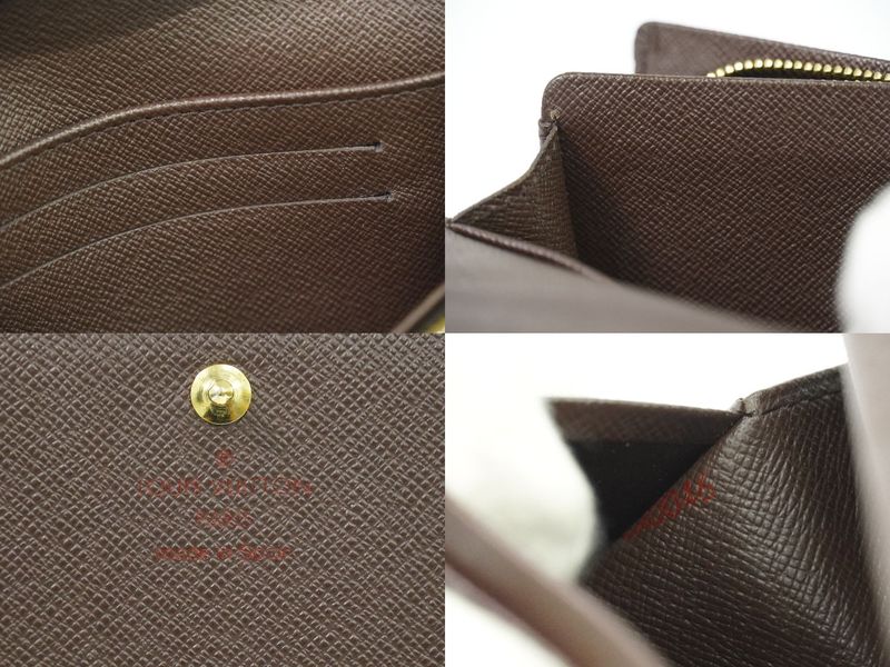 Authentic Louis Vuitton LV Portefeuille Trésor Damier Ebène Fold Wallet Brown