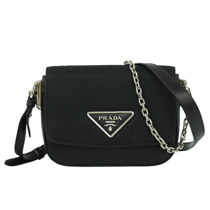 Authentic Prada Nylon Leather 2WAY Shoulder Bag Pochette Leather Black Bag
