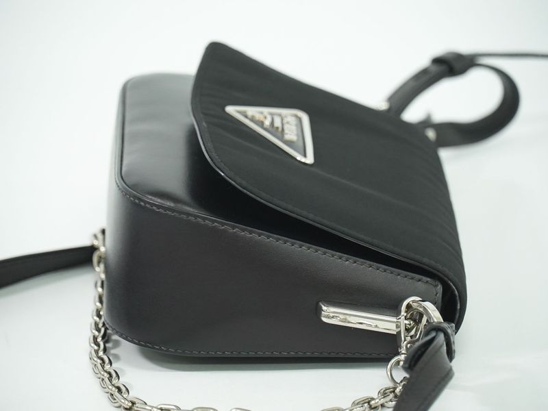 Authentic Prada Nylon Leather 2WAY Shoulder Bag Pochette Leather Black Bag
