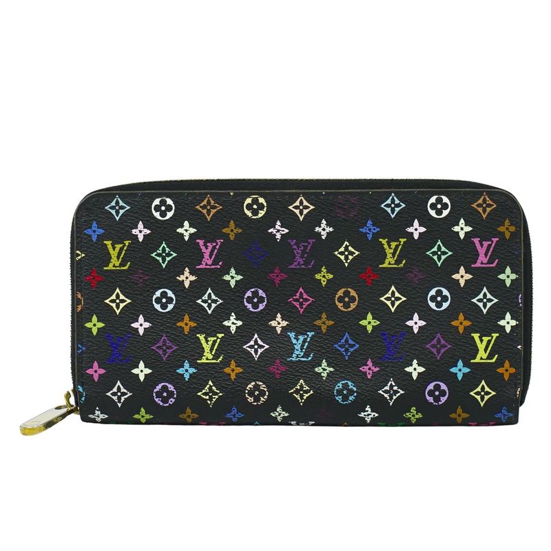 Authentic Louis Vuitton LV Zippy Wallet Monogram Multicolor Long Wallet Noir