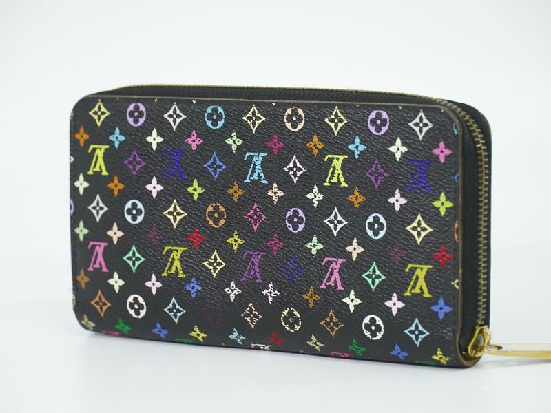 Authentic Louis Vuitton LV Zippy Wallet Monogram Multicolor Long Wallet Noir