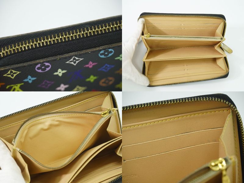 Authentic Louis Vuitton LV Zippy Wallet Monogram Multicolor Long Wallet Noir