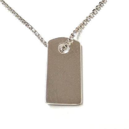 Dior Logo Plate Necklace With Rhinestone Silver