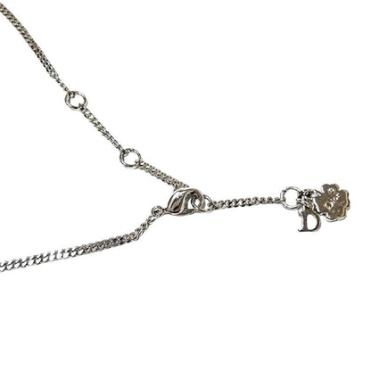 Dior Heart Logo Rhinestone Necklace Rhinestone G Silver