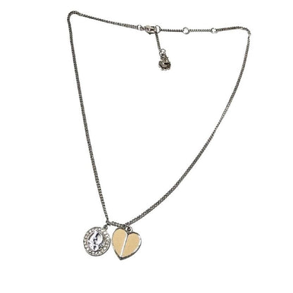 Dior Heart Logo Rhinestone Necklace Rhinestone G Silver