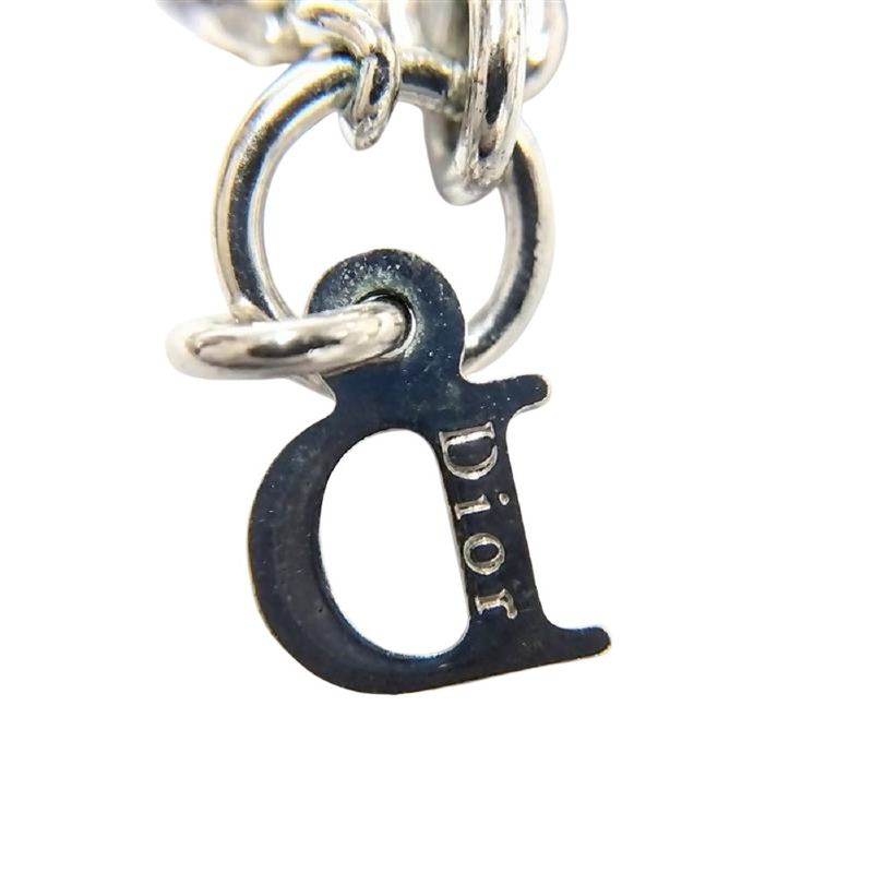 Dior Heart Logo Rhinestone Necklace Rhinestone G Silver