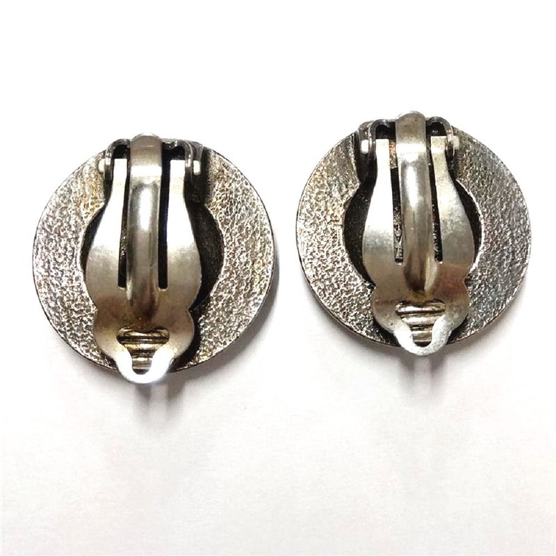 Chanel Coco Mark Clip-on Vintage Earrings Metal G Silver