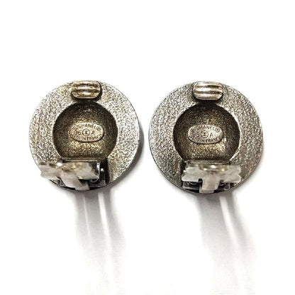 Chanel Coco Mark Clip-on Vintage Earrings Metal G Silver